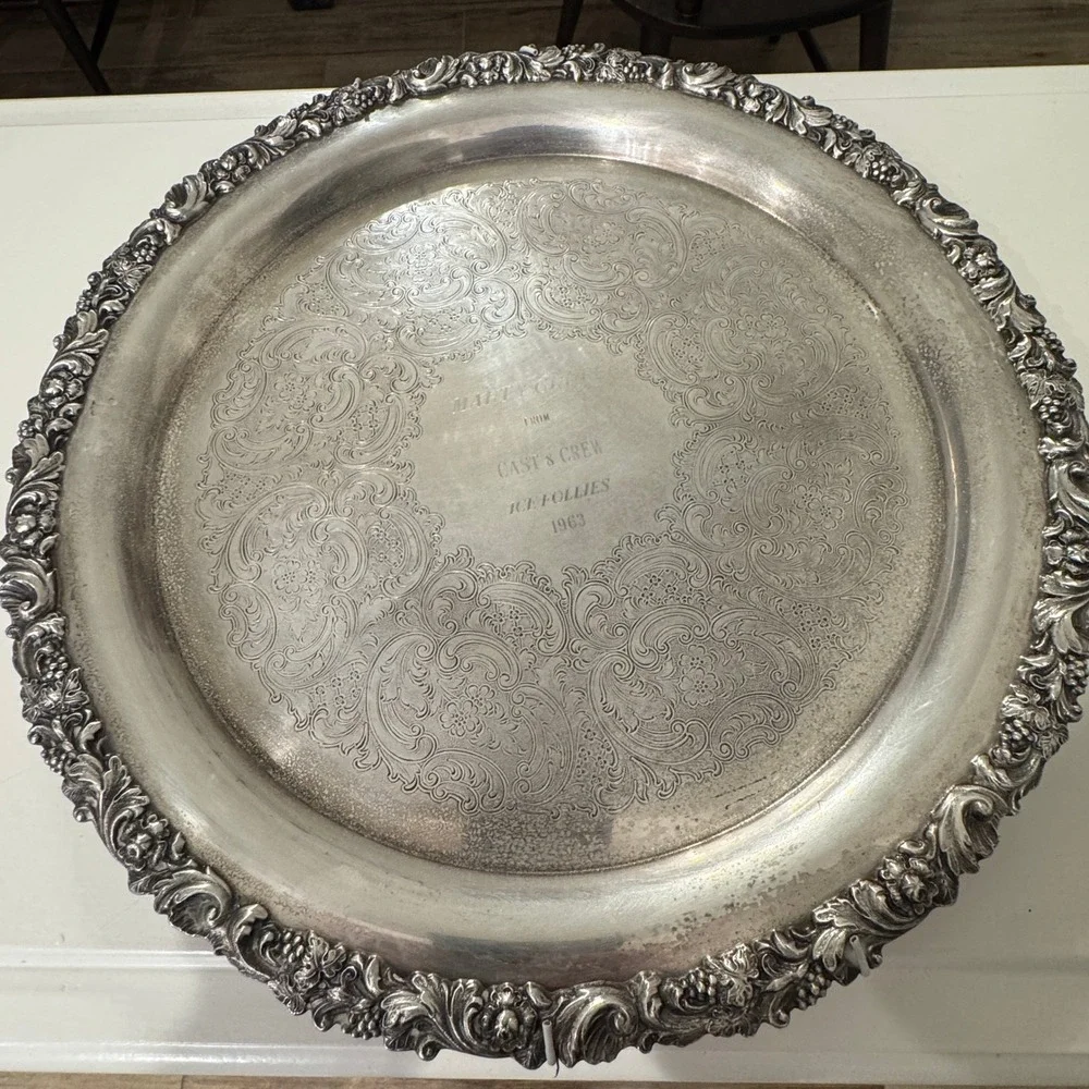 Vintage Silver Plated Serving Tray‎ Marty Gruber Ice Follies 1963 Award Gift